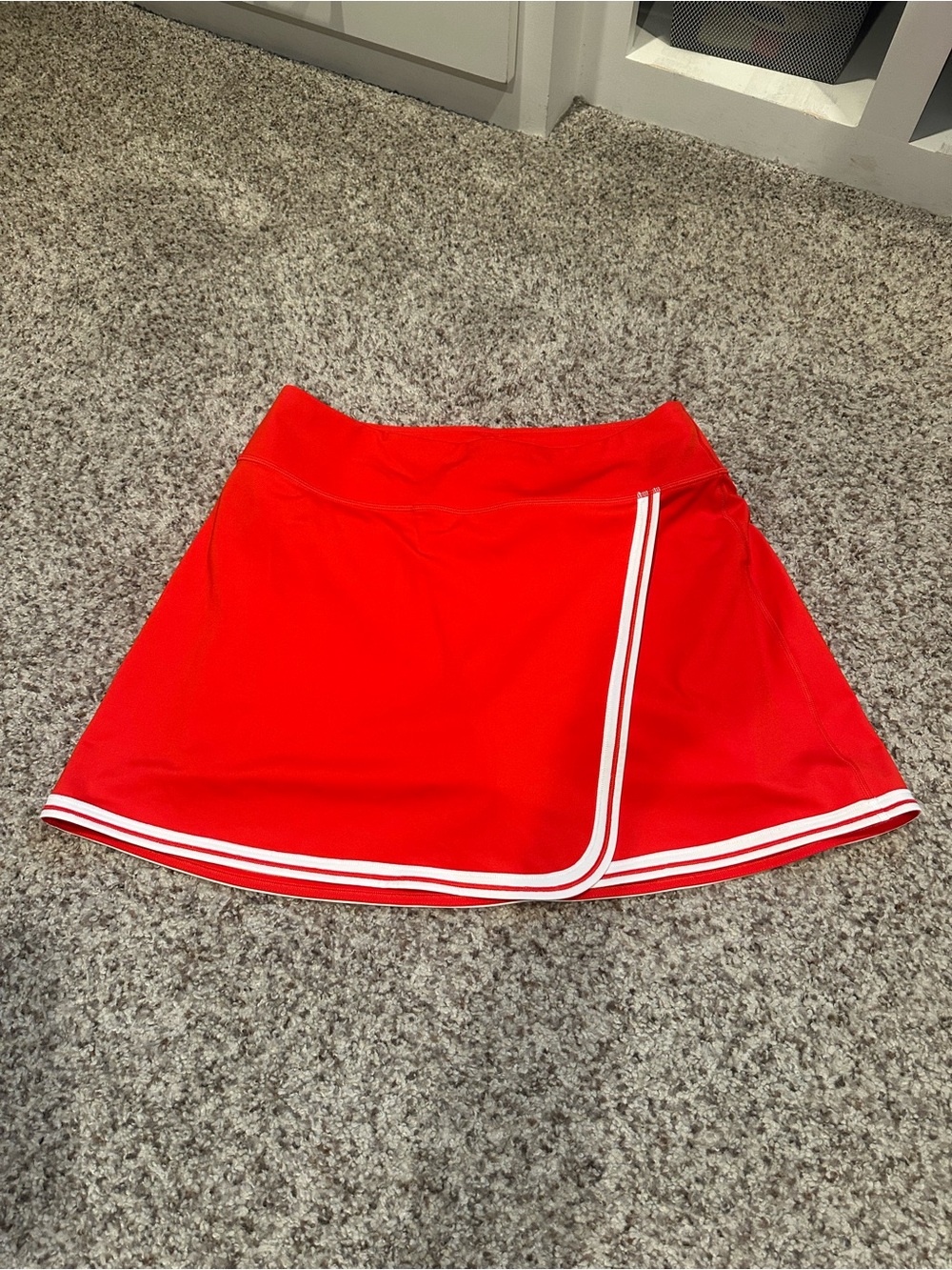 Red Athletic Tennis Skirt with White Trim
